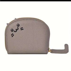 Cat Faux Pebble Leather Card Wallet